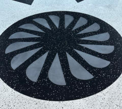 Finished Black Terrazzo Logo With Metal Petals
