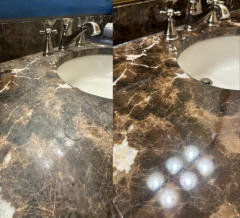 Water rings on marble countertop repolished.